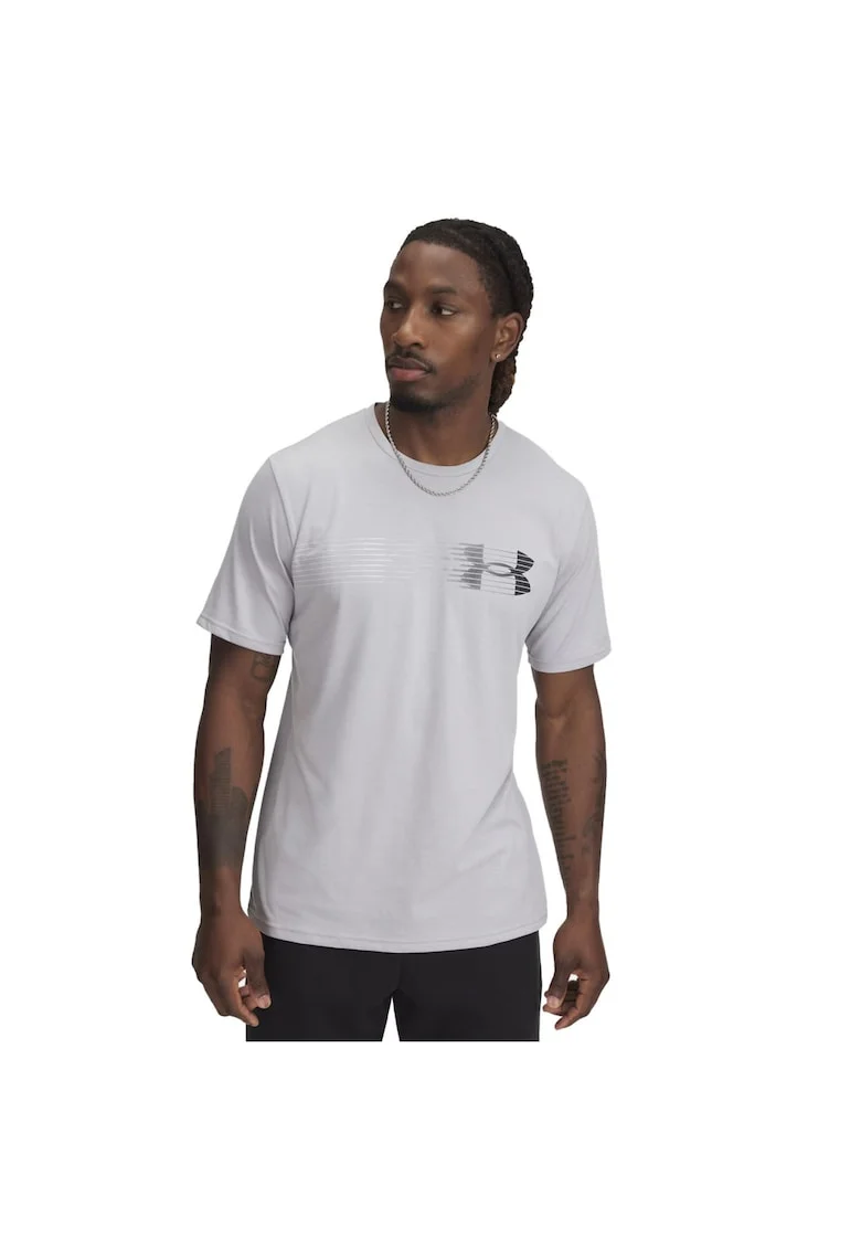 Tricou din amestec de bumbac cu imprimeu logo, Gri