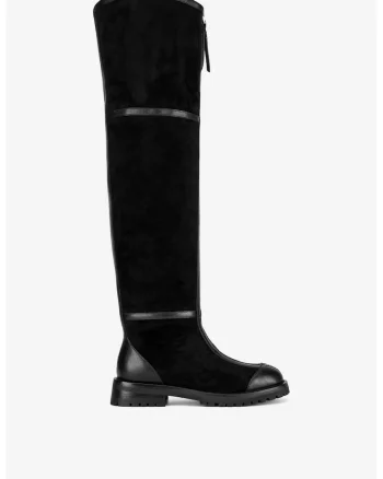 Cizme dama  5905588988564, Piele intoarsa, Negru, Negru