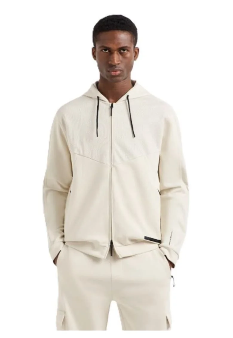 Hanorac barbati cu fermoar  M HOODIE FZ CO PL, Bumbac, Bej, Bej