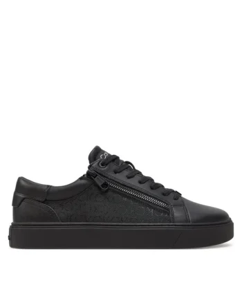 Pantofi sport barbati  LOW TOP LACE UP W/ ZIP MONO, Piele naturala, Negru,