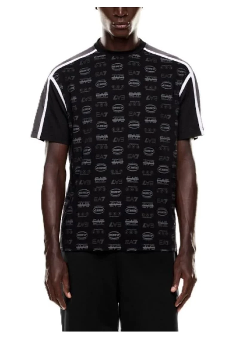Tricou barbati  TRAIN GRAPHIC SERIES M TEE SS MONOGRAM ALL OVER, Bumbac, Negru, Negru