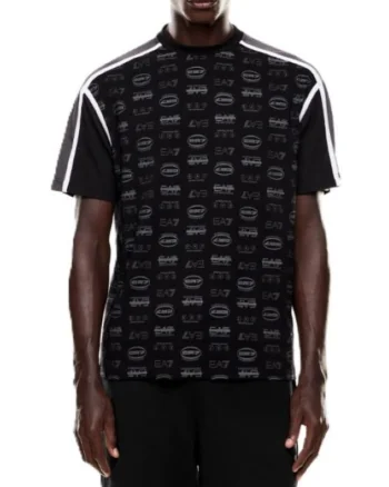 Tricou barbati  TRAIN GRAPHIC SERIES M TEE SS MONOGRAM ALL OVER, Bumbac, Negru, Negru