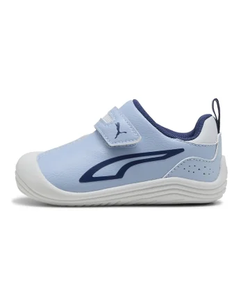 Pantofi sport Kitten de piele ecologica cu banda velcro, Albastru pastel/Alb optic