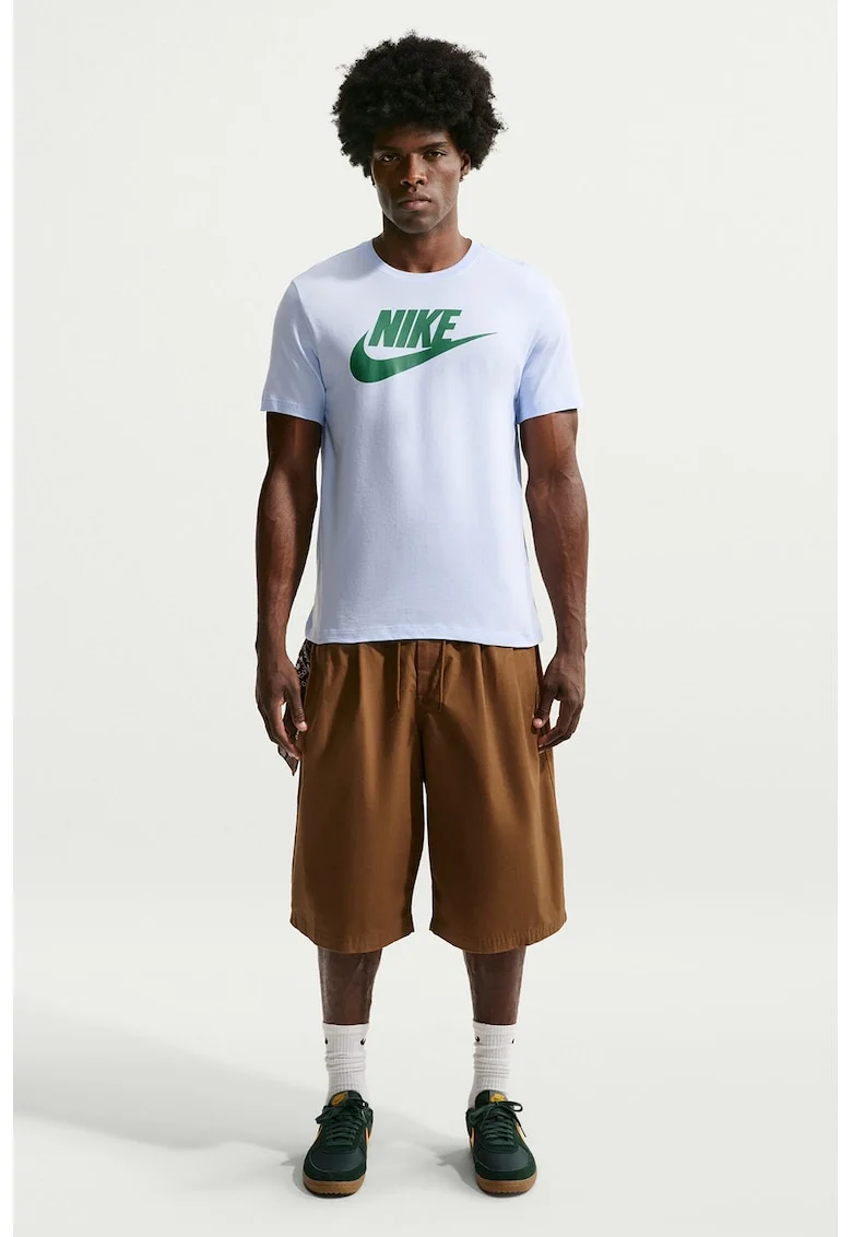 Tricou cu imprimeu logo Icon Futura, Albastru pastel/Verde englez