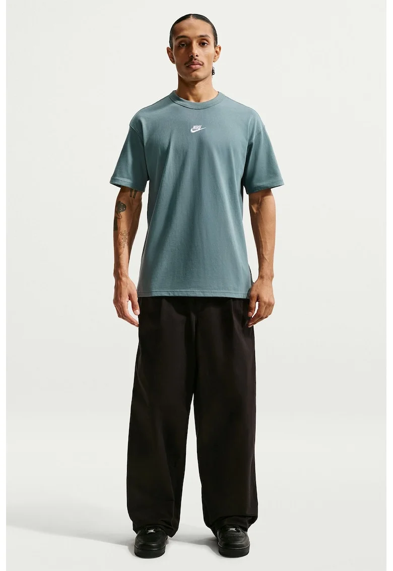 Tricou relaxed fit cu broderie logo Premium Essentials, Gri antichizat