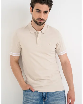 Tricou polo din amestec de bumbac, Bej
