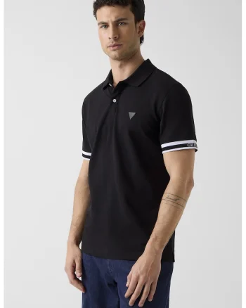 Tricou polo din amestec de bumbac, Negru
