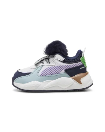 Pantofi sport cu blana sintetica RS-X Trolls, Alb/Albastru glaciar/Bleumarin