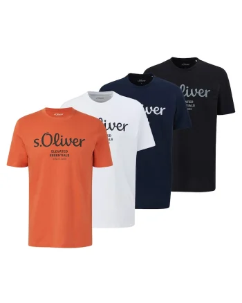 Set de tricouri regular fit cu imprimeu logo - 4 piese, Alb/Negru/Portocaliu