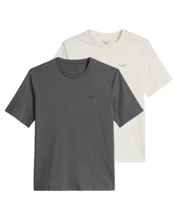 Marc O'Polo, Set de tricouri de bumbac organic - 2 piese, Alb/Gri inchis