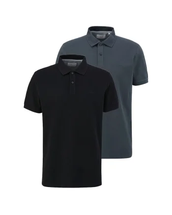 Set de tricouri polo uni - 2 piese, Negru/Gri inchis
