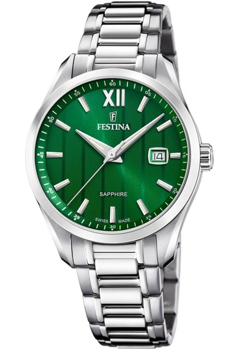 Ceas barbatesc  20026/3 clasic verde din otel inoxidabil