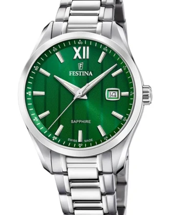 Ceas barbatesc  20026/3 clasic verde din otel inoxidabil