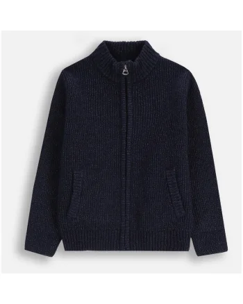 Pulover  tricot, bleumarin, cu fermoar, 3 ani