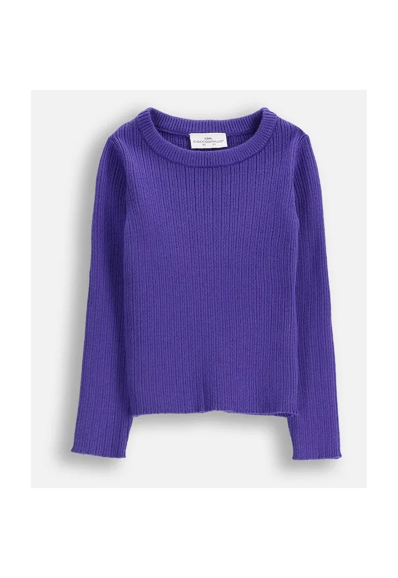 Pulover  ZC5172102RGK-016, tricot, pentru fete, violet, cu decolteu rotund, maneca lunga,
