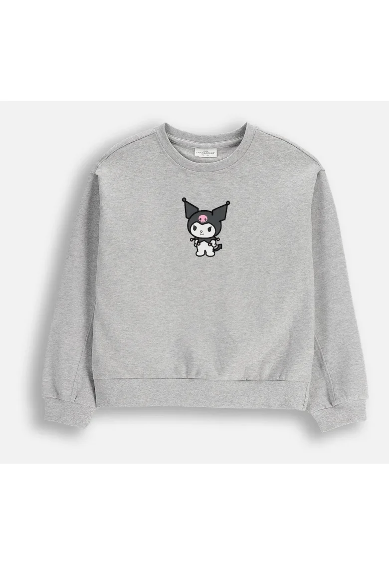 Hanorac  gri, cu imprimeu Hello Kitty, pentru fete, material moale