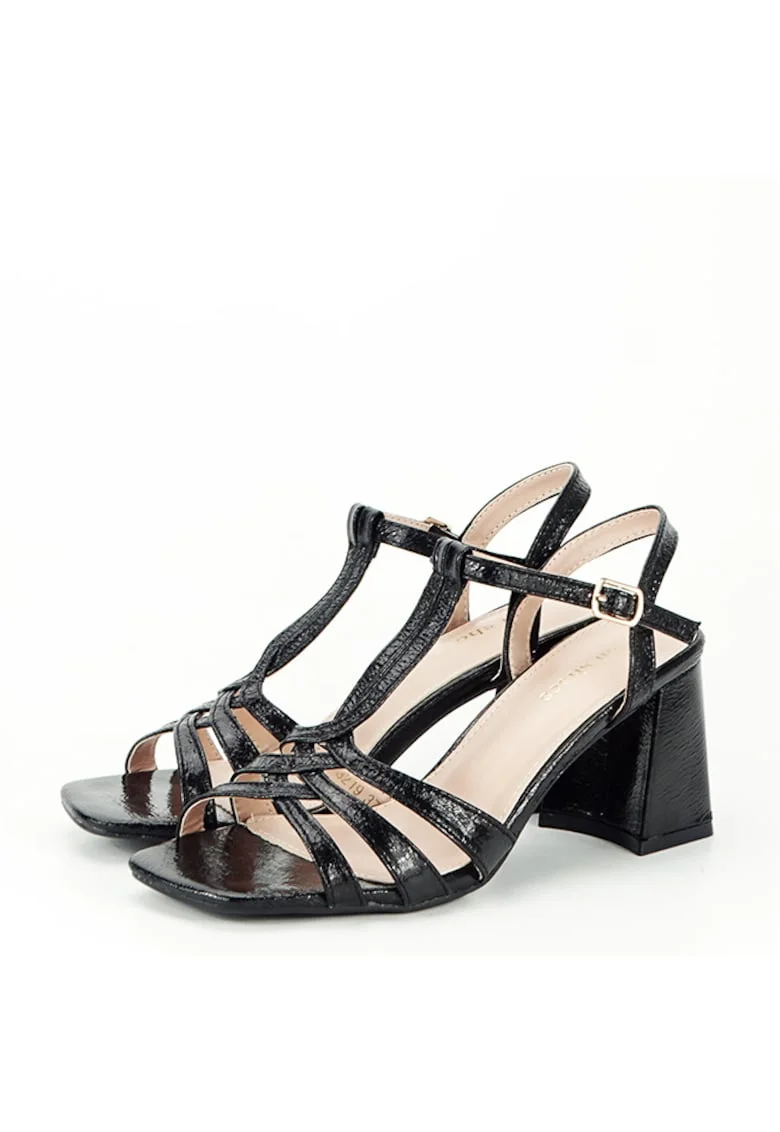Sandale negre elegante cu toc gros 3219 130 14969, Negru