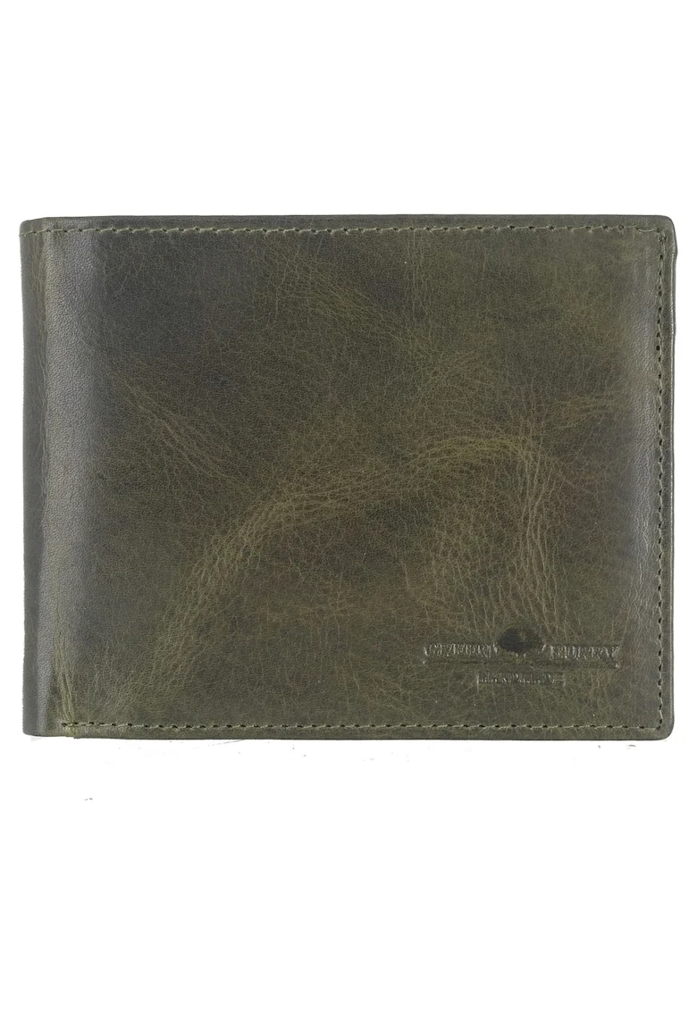 Portofel barbati piele naturala verde 12 x 9.5 x 2 cm, Newport,