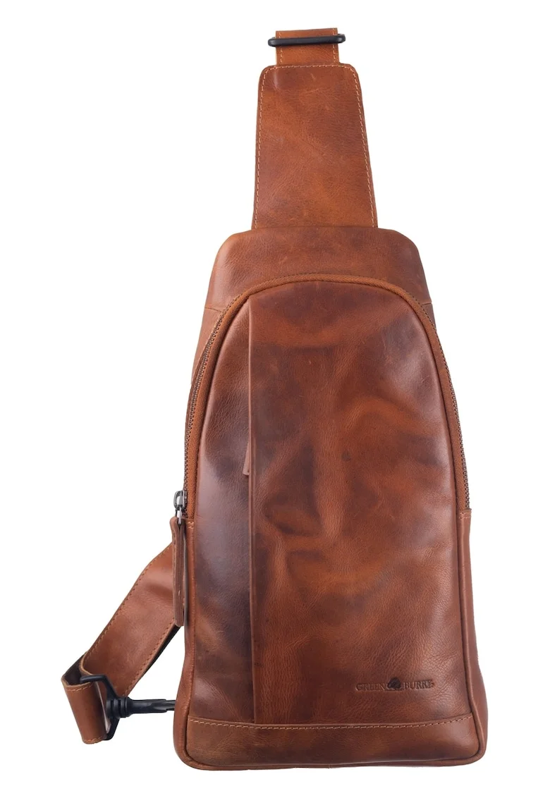 Geanta umar barbati piele naturala coniac 19 x 33 cm, Newport,