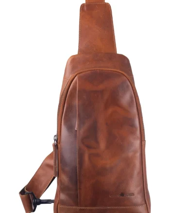 Geanta umar barbati piele naturala coniac 19 x 33 cm, Newport,