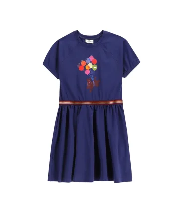 Rochie fete,  bumbac/elastan, bleumarin