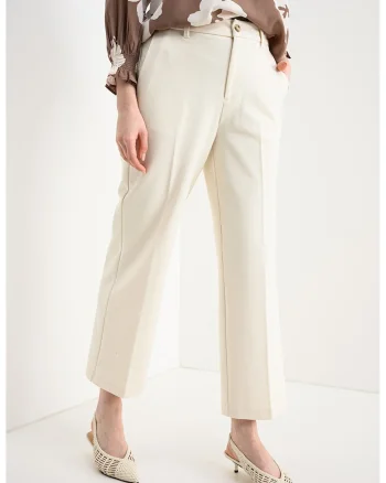Pantaloni crop drepti, Alb fildes