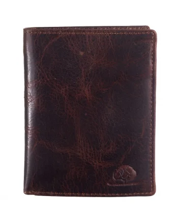 Portofel barbati piele naturala maro 10 x 12.5 x 2.5 cm, Rugged,