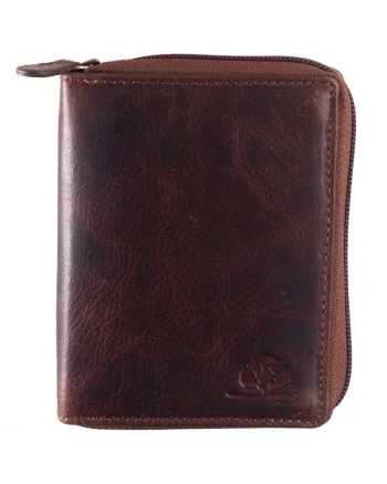 Portofel unisex piele naturala maro 10 x 12 cm, Rugged,