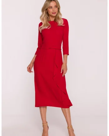 Rochie eleganta cu volan decorativ - rosu, Rosu