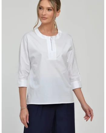 Bluza uni cu talie medie Narnia, Alb optic
