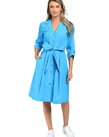 Rochie cu cordon in talie Camely, Albastru