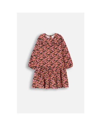 Rochie evazata cu talie cazuta si imprimeu floral, Multicolor