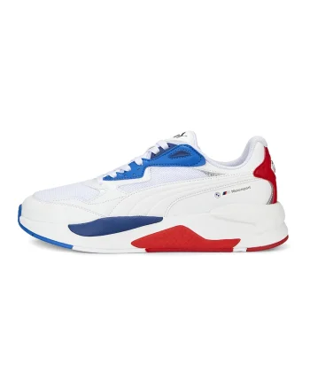 Pantofi sport de piele ecologica cu insertii de plasa BMW X-Ray, Rosu/Alb/Albastru royal