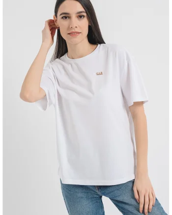 Tricou din amestec de modal si bumbac, Alb optic