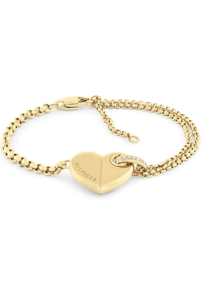 Bratara  cu inima si cubic zirconia 2780929, Auriu, Auriu