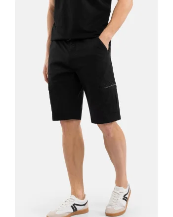 Pantaloni scurti cargo, cu cordon, buzunare, Comfort Fit,  P-Thor, negru, Negru