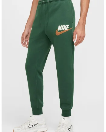 Pantaloni de trening conici cu snur si logo brodat, Verde