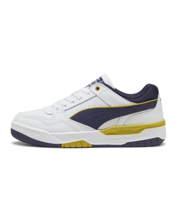 Pantofi sport Rebound de piele si piele ecologica, Alb/Galben antichizat/Albastru indigo