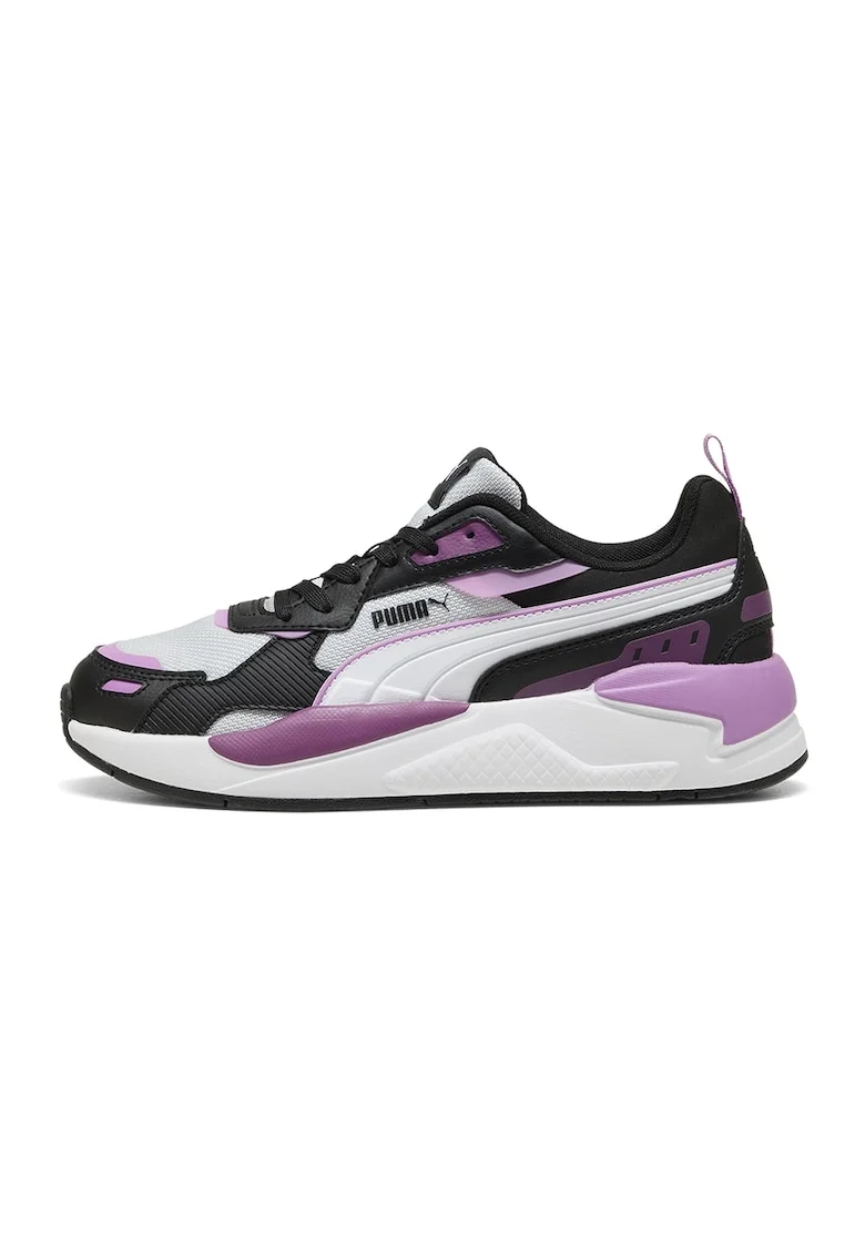 Pantofi sport X-Ray 3 de plasa cu insertii de piele ecologica, Negru/Alb murdar/Liliac prafuit