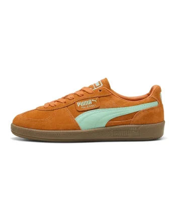 Pantofi sport Palermo de piele intoarsa si piele, Gri cenusiu/Portocaliu neon