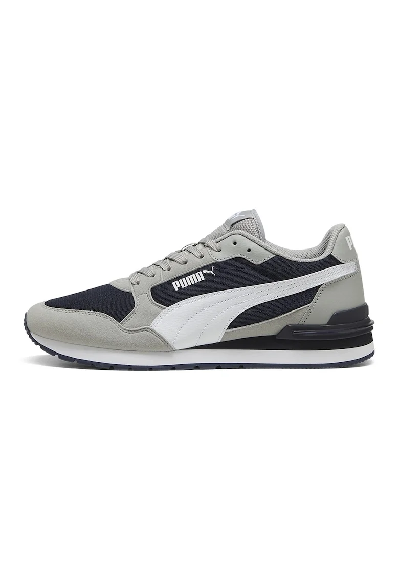 Pantofi sport ST Runner v4 de plasa cu garnituri de piele ecologica, Alb/Albastru ultramarin/Gri marmorat