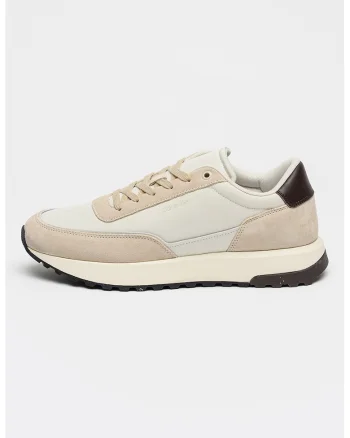 Pantofi sport din piele cu garnituri de piele intoarsa, Maro/Maro taupe deschis/Bej deschis