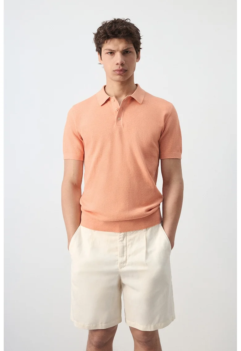 Tricou polo cu croiala regular-fit, Roz somon