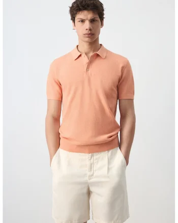 Tricou polo cu croiala regular-fit, Roz somon