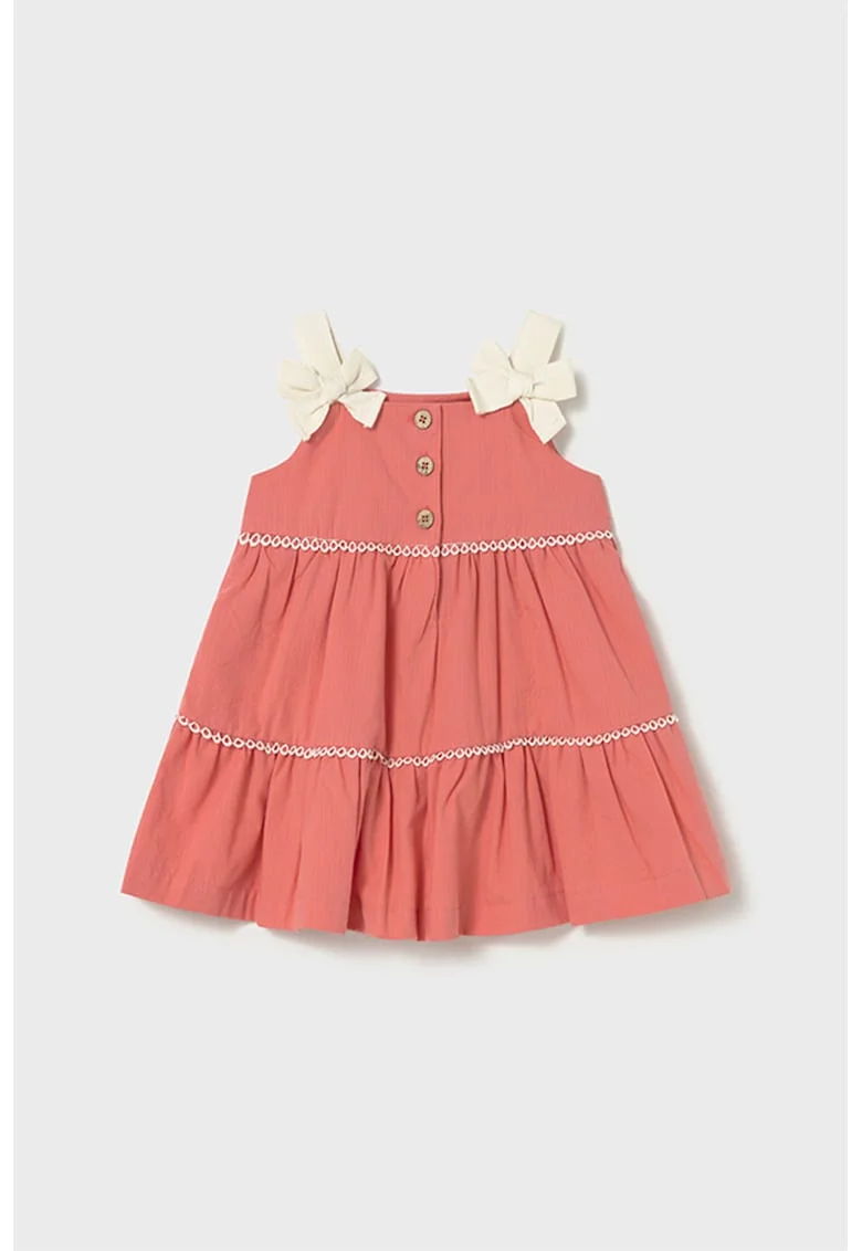 Rochie evazata din amestec de bumbac cu imprimeu, Roz somon