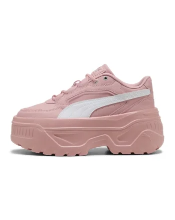 Pantofi sport Karmen X-tra flatform de piele ecologica, Alb/Roz deschis