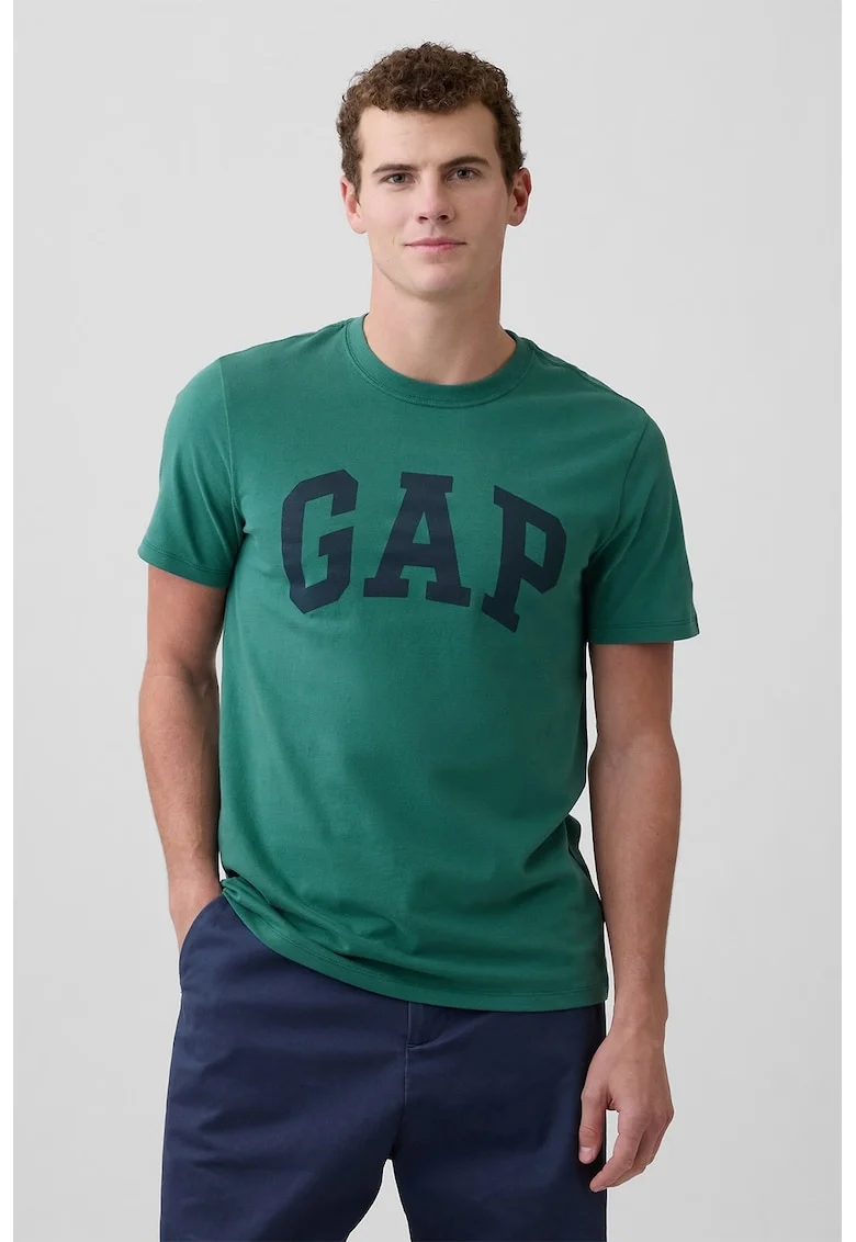 Tricou regular-fit cu logo, Negru/Verde englez