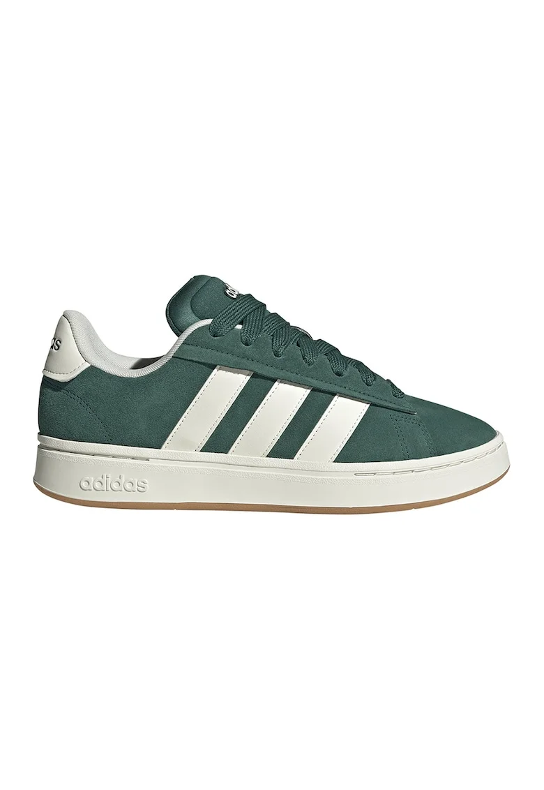 Pantofi sport Grand Court Alpha de piele intoarsa, Alb/Verde englez