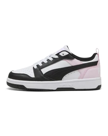Pantofi sport Rebound V6 din piele ecologica, Alb/Negru/Roz pal