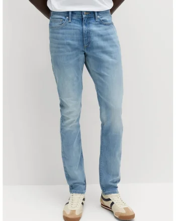 Blugi slim fit cu aspect decolorat, Albastru pastel